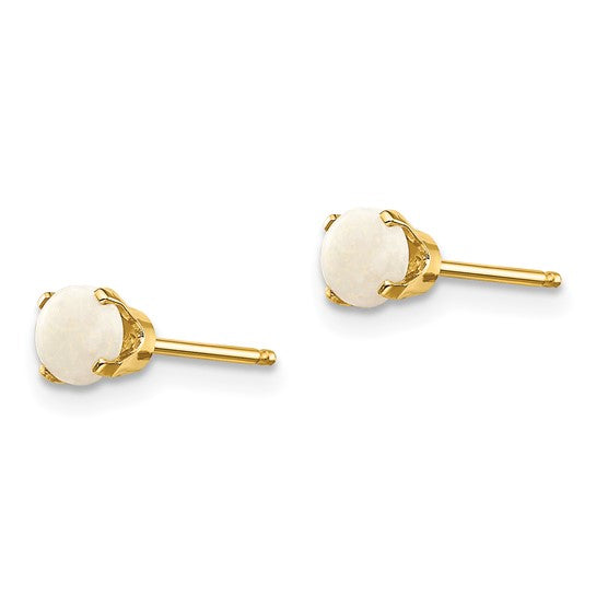 14kt Yellow Gold 4mm October/Opal Post Earring