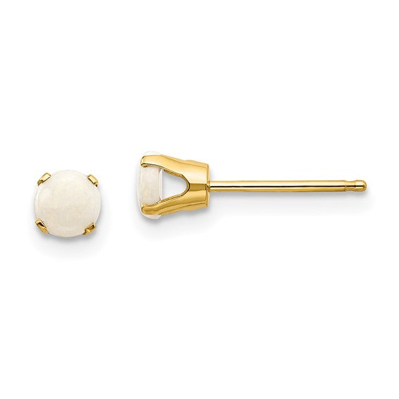 14kt Yellow Gold 4mm October/Opal Post Earring