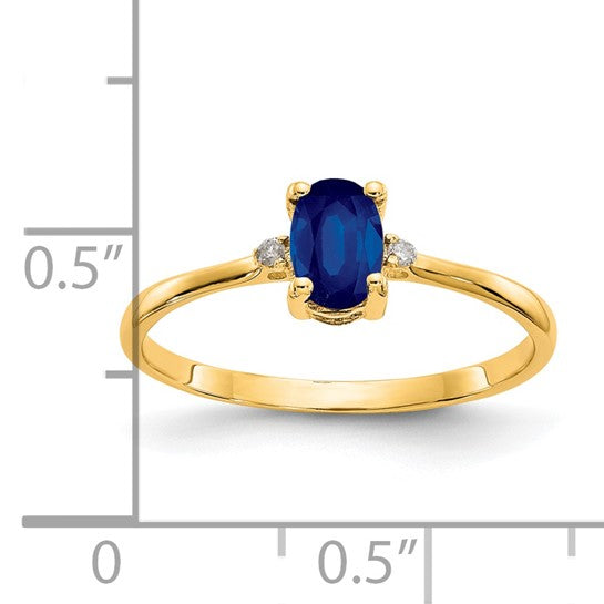 14kt Yellow Gold Diamond & Sapphire Birthstone Ring