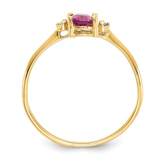 14kt Yellow Gold Diamond & Pink Tourmaline Birthstone Ring
