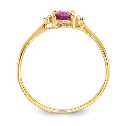 14kt Yellow Gold Diamond & Pink Tourmaline Birthstone Ring