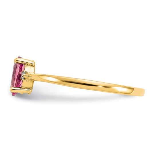 14kt Yellow Gold Diamond & Pink Tourmaline Birthstone Ring