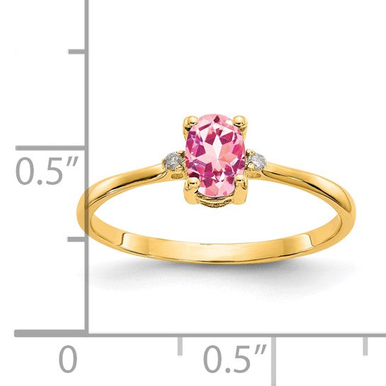 14kt Yellow Gold Diamond & Pink Tourmaline Birthstone Ring
