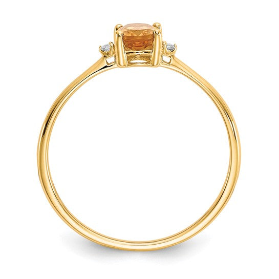 14kt Yellow Gold Diamond & Citrine Birthstone Ring