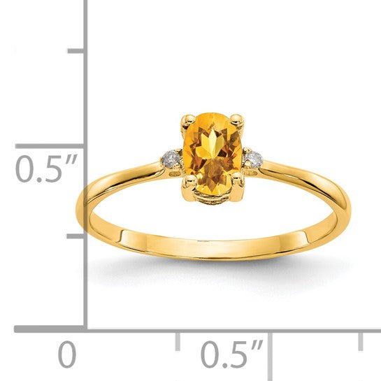 14kt Yellow Gold Diamond & Citrine Birthstone Ring