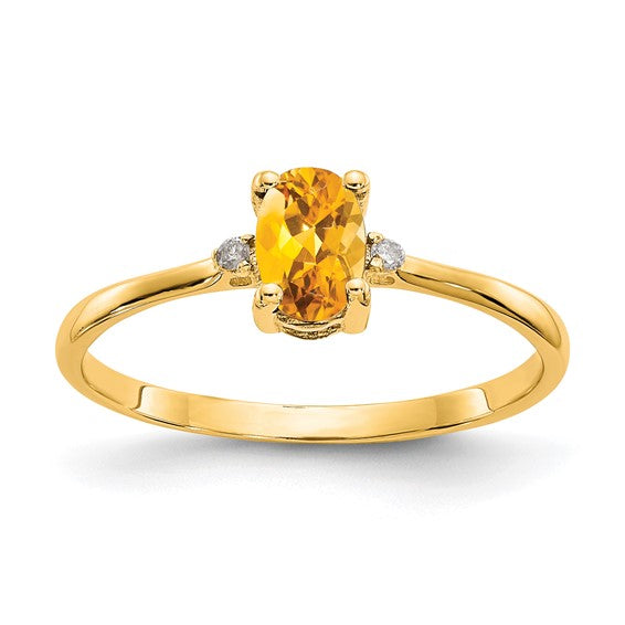 14kt Yellow Gold Diamond & Citrine Birthstone Ring