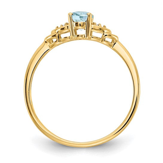 14kt Yellow Gold Aquamarine and Diamond Ring