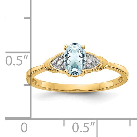 14kt Yellow Gold Aquamarine and Diamond Ring