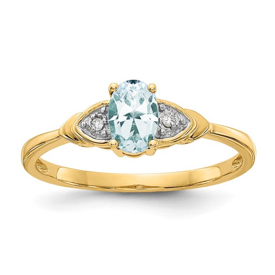 14kt Yellow Gold Aquamarine and Diamond Ring