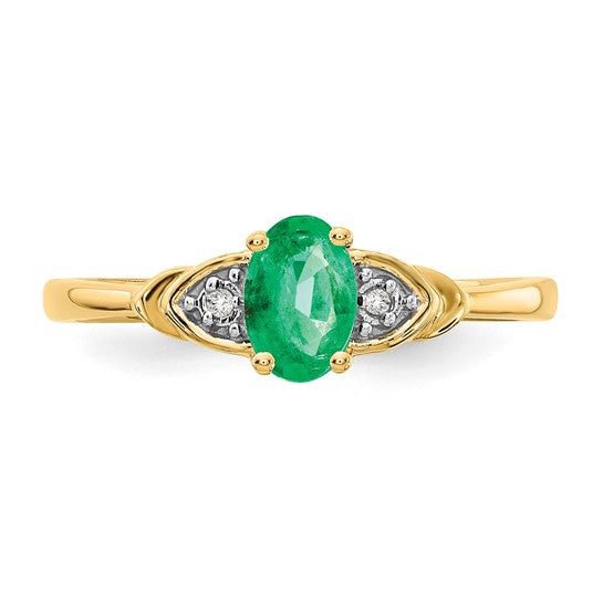 14kt Yellow Gold Emerald and Diamond Ring