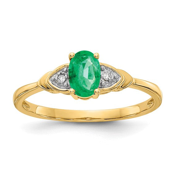 14kt Yellow Gold Emerald and Diamond Ring