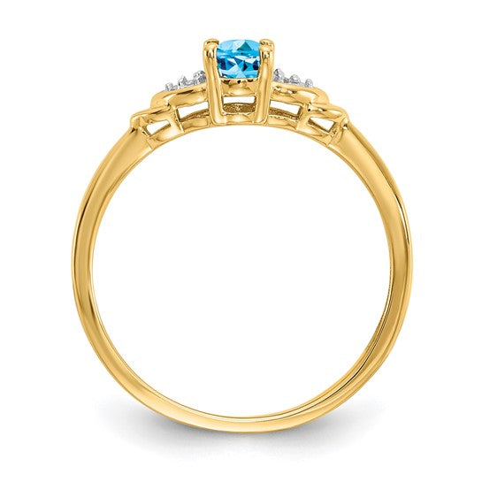 14kt Yellow Gold Blue Topaz and Diamond Ring