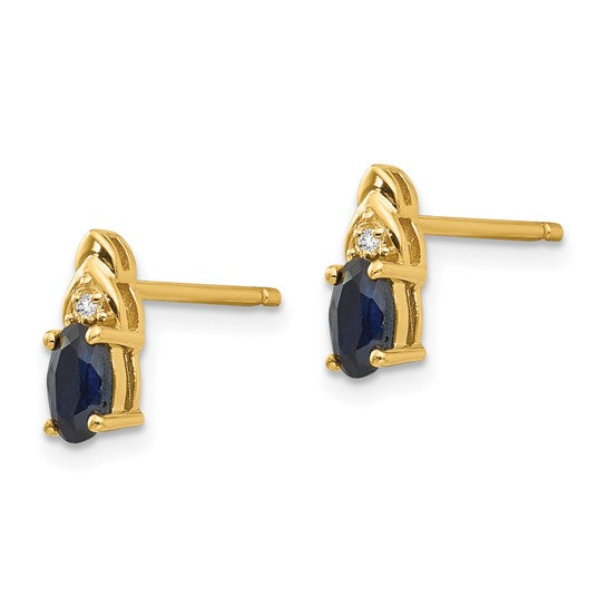 14kt Yellow Gold Sapphire and Diamond Earrings