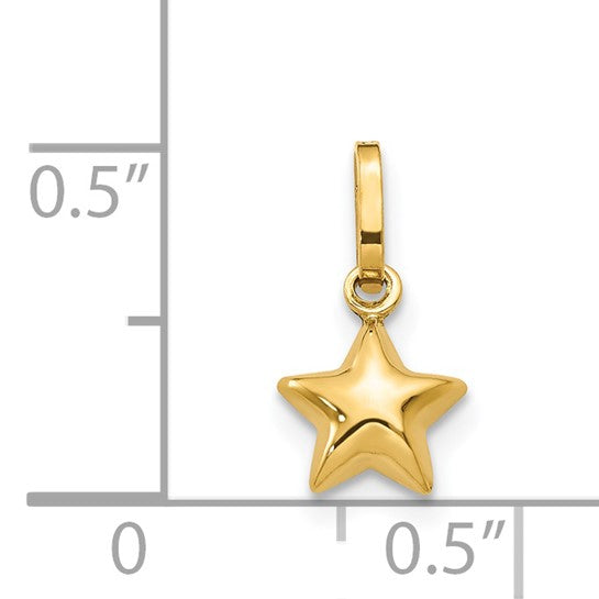 14kt Yellow Gold 3D Puffed Star Charm
