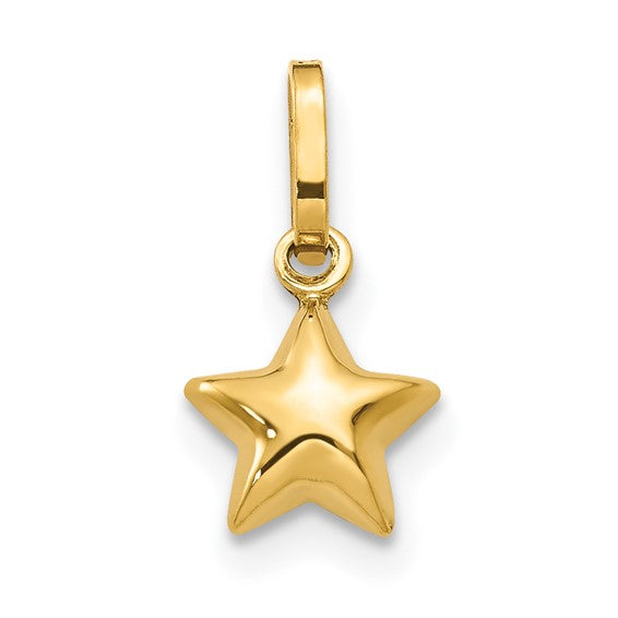 14kt Yellow Gold 3D Puffed Star Charm