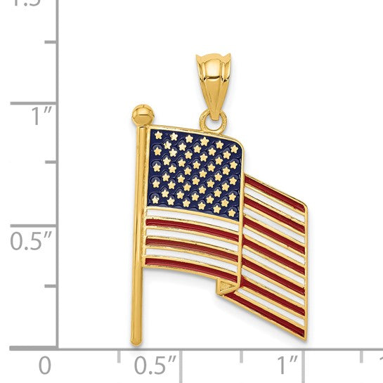 14kt Yellow Gold Enameled Flag Pendant