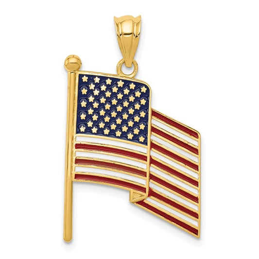 14kt Yellow Gold Enameled Flag Pendant