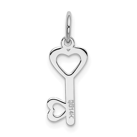 14kt White Gold Heart-Shaped Key and Lock Charm