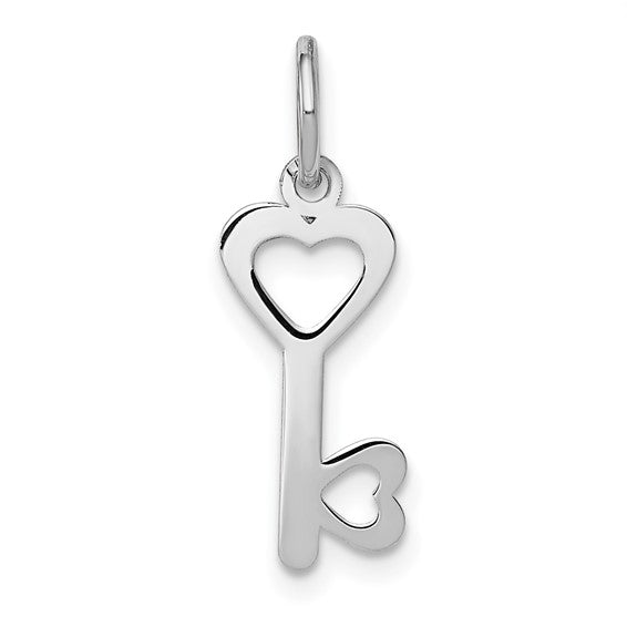 14kt White Gold Heart-Shaped Key and Lock Charm