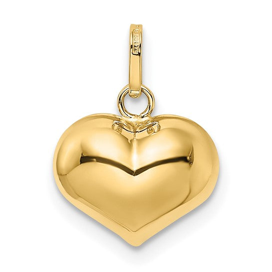 14KT Yellow Gold Polished 3-D Puffed Heart Pendant