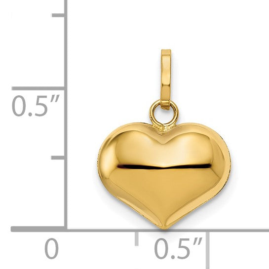 14KT Yellow Gold Polished 3-D Puffed Heart Pendant