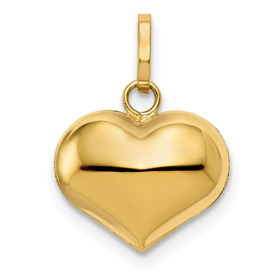 14KT Yellow Gold Polished 3-D Puffed Heart Pendant