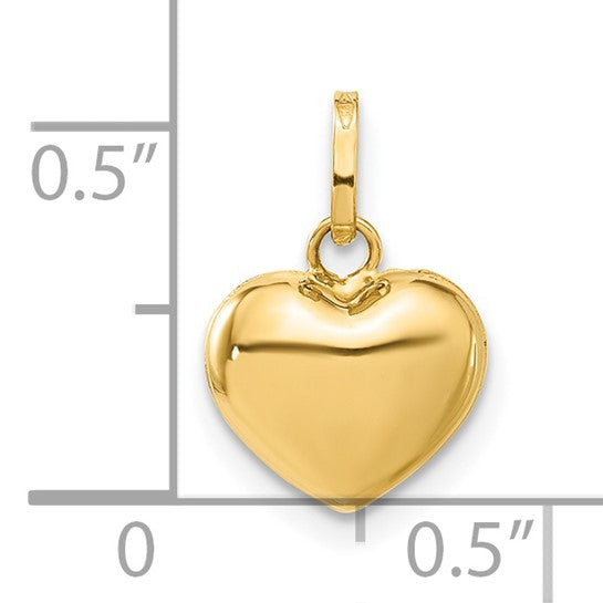 14KT Yellow Gold Polished 3-D Puffed Heart Pendant