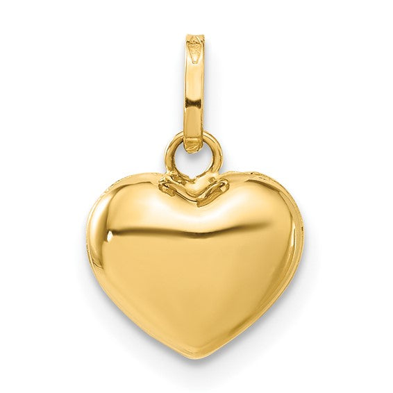 14KT Yellow Gold Polished 3-D Puffed Heart Pendant