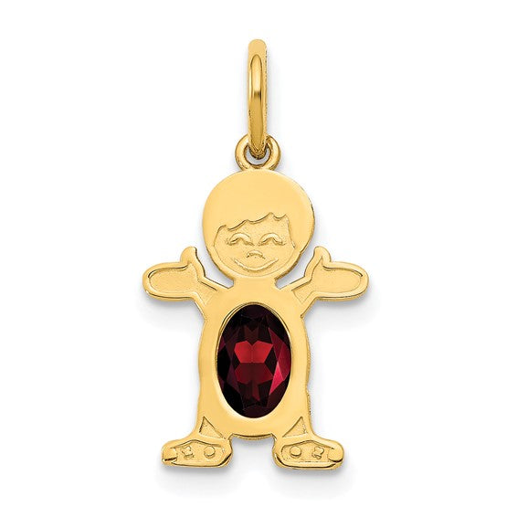 14kt Yellow Gold Boy 6x4 Oval Genuine Garnet-January