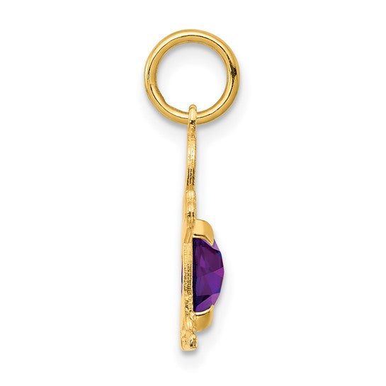 14KT Yellow Gold Boy 6x4 Oval Genuine Amethyst-February