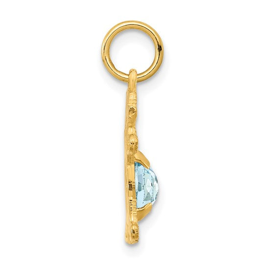 14KT Yellow Gold Girl 6x4 Oval Genuine Aquamarine-March
