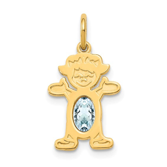 14KT Yellow Gold Girl 6x4 Oval Genuine Aquamarine-March