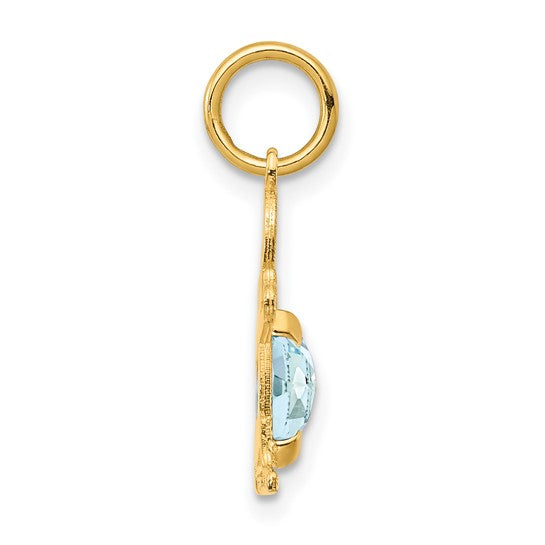 14KT Yellow Gold Boy 6x4 Oval Genuine Aquamarine-March