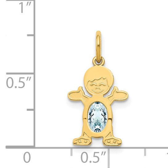 14KT Yellow Gold Boy 6x4 Oval Genuine Aquamarine-March