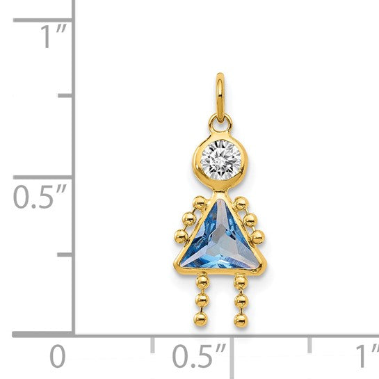 14kt Yellow Gold March Girl Birthstone Charm