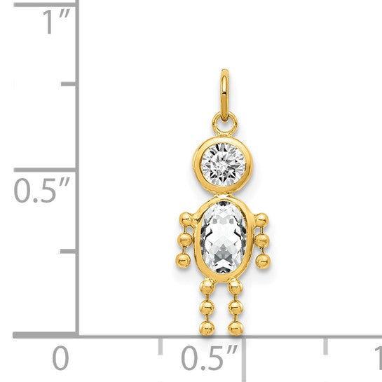 14kt Yellow Gold April Boy Birthstone Charm