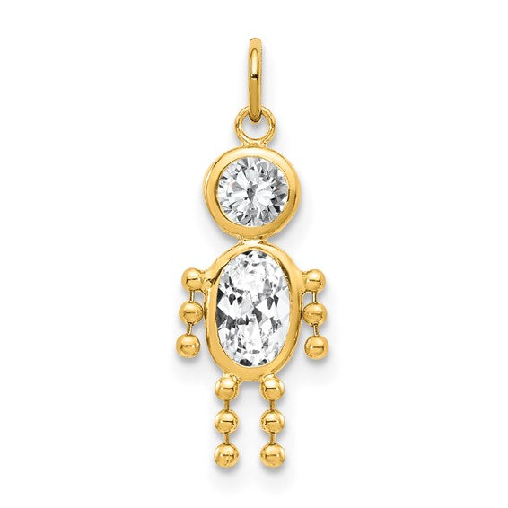 14kt Yellow Gold April Boy Birthstone Charm