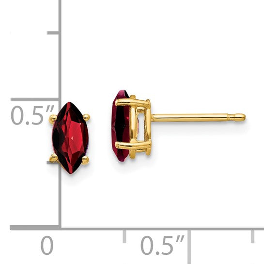 14kt Yellow Gold 7x3.5mm Marquise Garnet earring