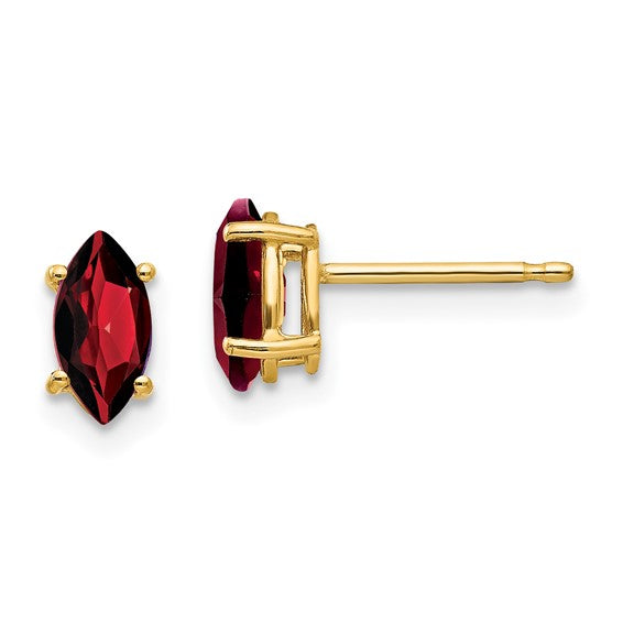 14kt Yellow Gold 7x3.5mm Marquise Garnet earring