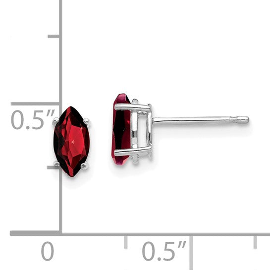 14kt White Gold 7x3.5mm Marquise Garnet earring