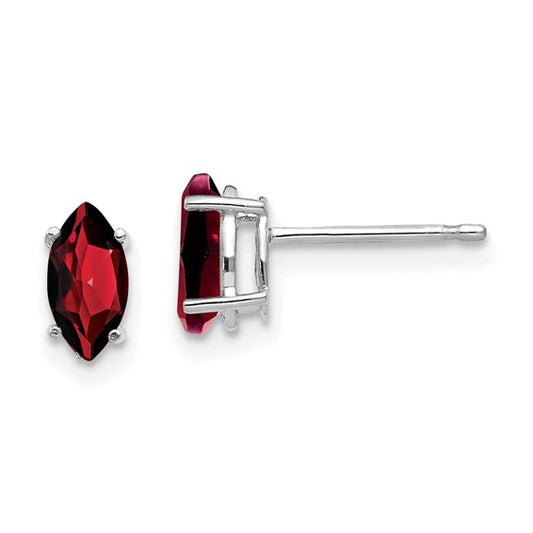 14kt White Gold 7x3.5mm Marquise Garnet earring