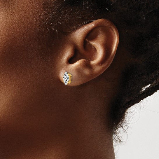 14kt Yellow Gold 8x4mm Marquise Cubic Zirconia earring