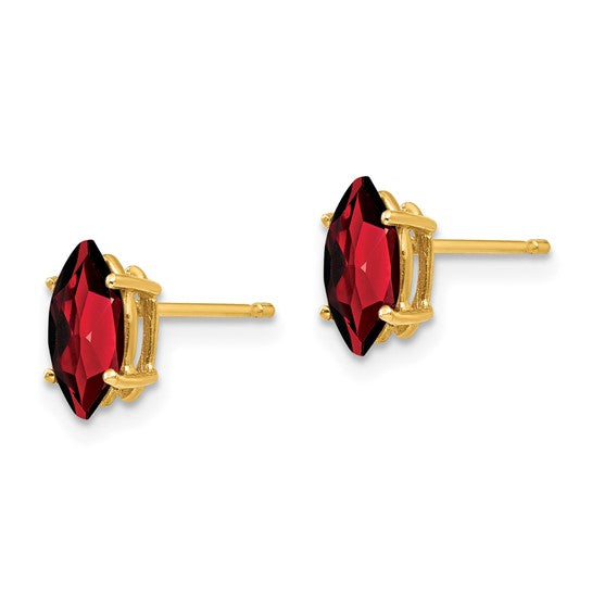 14kt Yellow Gold 8x4mm Marquise Garnet earring