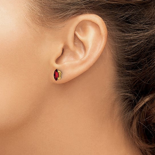 14kt Yellow Gold 8x4mm Marquise Garnet earring