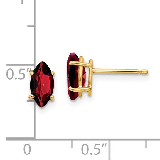 14kt Yellow Gold 8x4mm Marquise Garnet earring