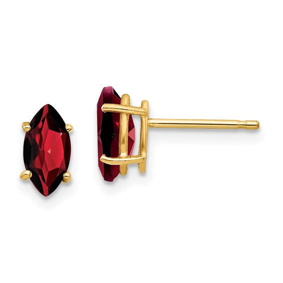 14kt Yellow Gold 8x4mm Marquise Garnet earring