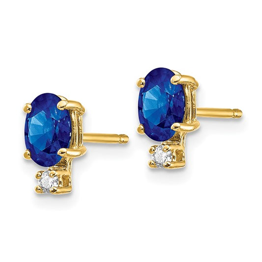 14kt Yellow Gold Sapphire Diamond Post Earrings