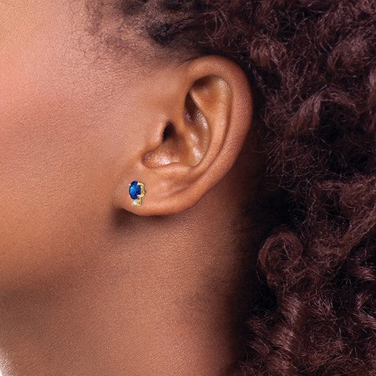 14kt Yellow Gold Sapphire Diamond Post Earrings