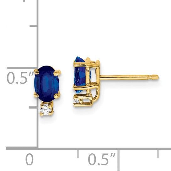 14kt Yellow Gold Sapphire Diamond Post Earrings