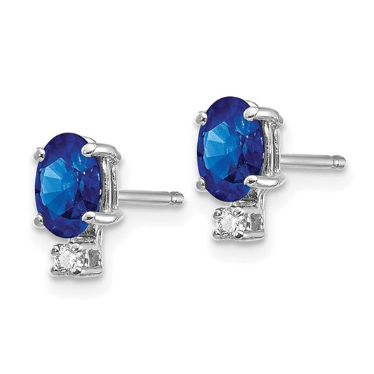 14kt White Gold 6x4mm Oval Sapphire VS Diamond Earrings